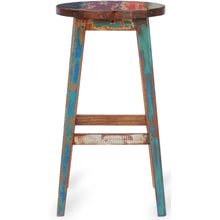 Marina Del Rey Round Recycled Teak Wood Boat Barstool