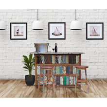 Marina Del Rey Round Recycled Teak Wood Boat Barstool