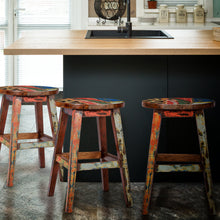 Marina Del Rey Round Recycled Teak Wood Boat Counter Stool