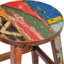 Marina Del Rey Round Recycled Teak Wood Boat Counter Stool