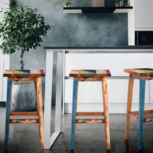 Marina Del Rey Square Recycled Teak Wood Boat Barstool
