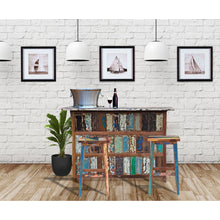 Marina Del Rey Square Recycled Teak Wood Boat Barstool