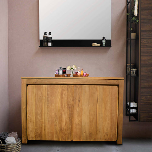 Recycled Teak Wood Valencia Bathroom Linen Cabinet with 2 Doors