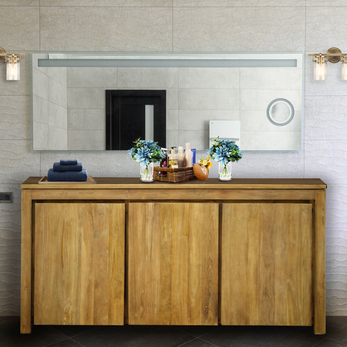 Recycled Teak Wood Valencia Bathroom Linen Cabinet with 3 Doors
