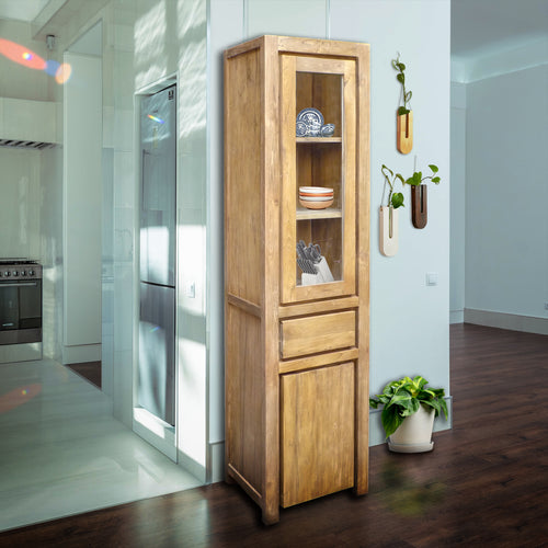 Recycled Teak Wood Solo Cupboard / Curio Cabinet