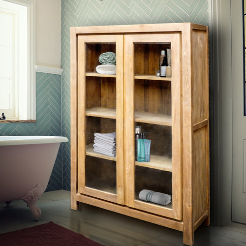 Recycled Teak Wood Singola Bathroom Linen Cupboard