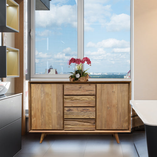 Recycled Teak Wood Gizos Bathroom Linen Cabinet with 2 doors & 4 drawers