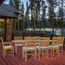 9 Piece Teak Wood Castle Patio Dining Set with Rectangular Extension Table, 6 Side Chairs and 2 Arm Chairs