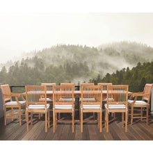 11 Piece Teak Wood Castle Patio Dining Set with Rectangular Double Extension Table, 8 Side Chairs and 2 Arm Chairs