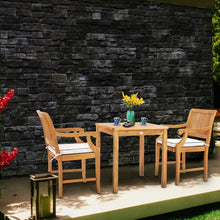 3 Piece Teak Wood Florence Intimate Bistro Dining Set with 27" Square Table and 2 Arm Chairs