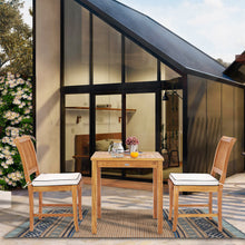 3 Piece Teak Wood Florence Intimate Bistro Dining Set with 27" Square Table and 2 Side Chairs