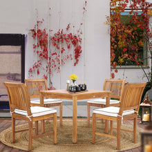 5 Piece Teak Wood Florence Bistro Dining Set with 35" Square Table and 4 Side Chairs