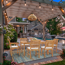 7 Piece Teak Wood Castle 63" Rectangular Medium Bistro Dining Set with 2 Arm Chairs & 4 Side Chairs