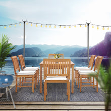 7 Piece Teak Wood Castle 63" Rectangular Medium Bistro Dining Set with 2 Arm Chairs & 4 Side Chairs