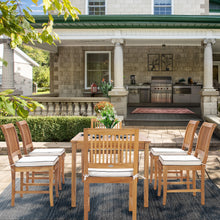 7 Piece Teak Wood Castle 63" Rectangular Medium Bistro Dining Set with 6 Side Chairs