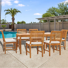 7 Piece Teak Wood Castle 63" Rectangular Medium Bistro Dining Set with 6 Side Chairs