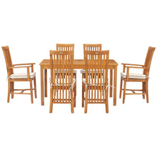 7 Piece Teak Wood Balero 55" Patio Bistro Dining Set with 2 Arm Chairs and 4 Side Chairs