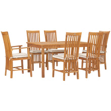 7 Piece Teak Wood Balero 55" Patio Bistro Dining Set with 2 Arm Chairs and 4 Side Chairs