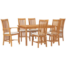 7 Piece Teak Wood Balero 55" Patio Bistro Dining Set with 2 Arm Chairs and 4 Side Chairs