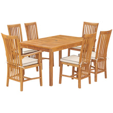 7 Piece Teak Wood Balero 55" Patio Bistro Dining Set with 2 Arm Chairs and 4 Side Chairs