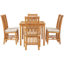 7 Piece Teak Wood Balero 55" Patio Bistro Dining Set with 2 Arm Chairs and 4 Side Chairs