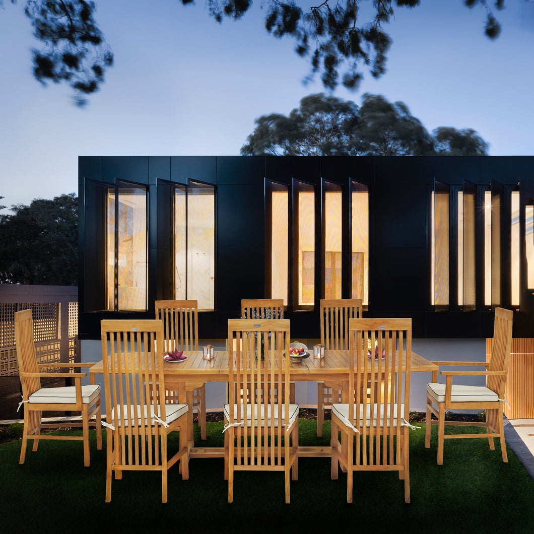 9 Piece West Palm Sem-Oval Extension Table Dining Set with 2 Arm and 6 Side Chairs