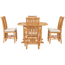 7 Piece Teak Wood Balero Round to Oval Dining Set with 2 Arm Chairs and 4 Side Chairs