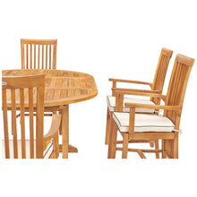 7 Piece Teak Wood Balero Round to Oval Dining Set with 6 Arm Chairs