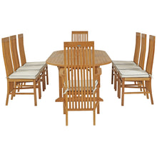 9 Piece Teak Wood West Palm Oval Extension Dining Set with 2 Arm and 6 Side Chairs