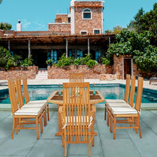 9 Piece Teak Wood West Palm Oval Extension Dining Set with 2 Arm and 6 Side Chairs