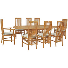 9 Piece Teak Wood West Palm Oval Extension Dining Set with 2 Arm and 6 Side Chairs