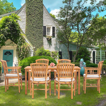 7 Piece Teak Wood Orleans 63" Patio Bistro Dining Set with 6 Arm Chairs
