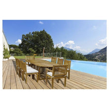 9 Piece Oval Teak Wood Elzas Table/Chair Set With Cushions - Chic Teak