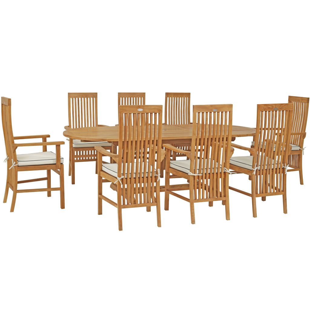 9 Piece Teak Wood West Palm Outdoor Patio Dining Set including Oval ...