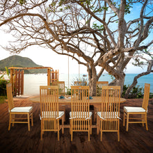 9 Piece Teak Wood West Palm Outdoor Patio Dining Set including Oval Extension Table & 8 Side Chairs