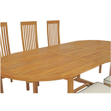 9 Piece Teak Wood West Palm Outdoor Patio Dining Set including Oval Extension Table & 8 Side Chairs