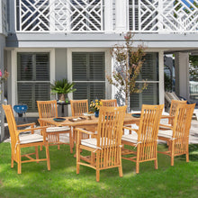 9 Piece Teak Wood Balero Outdoor Patio Dining Set including Rectangular Extension Table & 8 Arm Chairs
