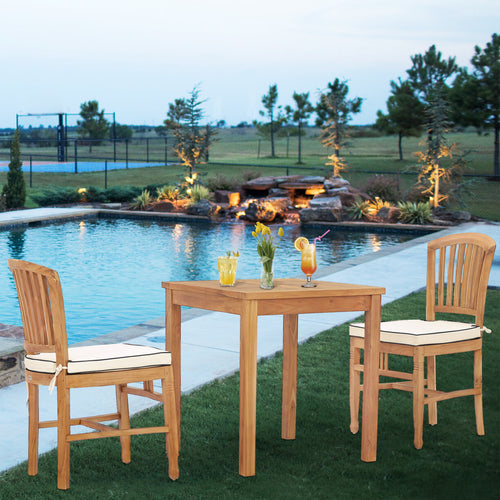 3 Piece Teak Wood Orleans Intimate Bistro Dining Set including 27