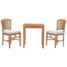 3 Piece Teak Wood Orleans Intimate Bistro Dining Set including 27" Square Table and 2 Side Chairs