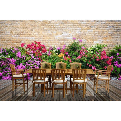 9 Piece Teak Wood Orleans Table/Chair Set With Cushions - Chic Teak