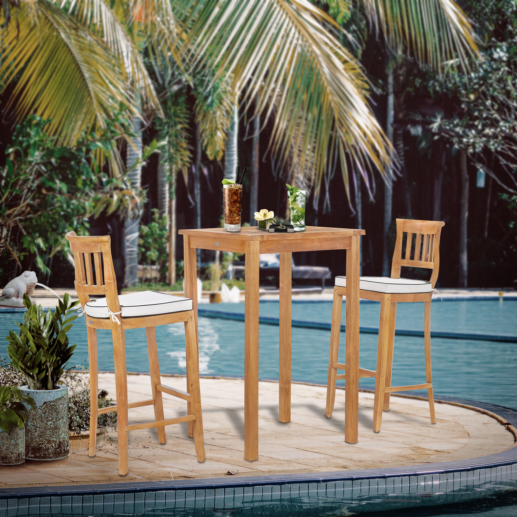 3 Piece Teak Wood Amsterdam Intimate Patio Bistro Bar Set including 27