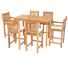 7 Piece Teak Wood Elzas 63" Rectangular Bistro Bar Set including 2 Arm & 4 Side Bar Chairs