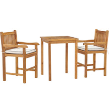 3 Piece Teak Wood Elzas Intimate Bistro Counter Set Including 27" Table and 2 Counter Stools w/ Arms