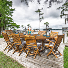 9 Piece Teak Wood Santa Barbara Patio Dining Set with Oval Extension Table, 2 Folding Arm Chairs and 6 Folding Side Chairs