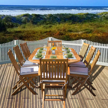 9 Piece Teak Wood Santa Barbara Patio Dining Set with Oval Extension Table, 2 Folding Arm Chairs and 6 Folding Side Chairs