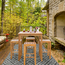 5 Piece Teak Wood Havana Patio Bar Set with 35" Table & 4 Barstools