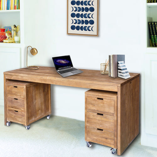 Recycled Teak Wood Bali Writing Desk with 2 Sets of Drawers