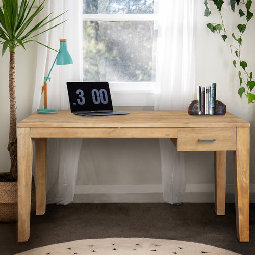 Recycled Teak Wood Solo Writing Desk with Drawer