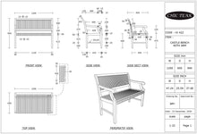 Teak Wood Castle Bench with Arms, 4 ft