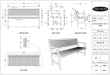 Teak Wood Castle Bench with Arms, 6 ft